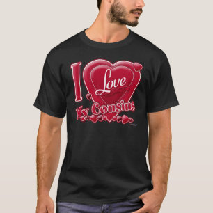 T-shirt Eu amo meus primos de vermelho - coração