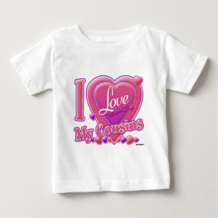 T-shirt Eu amo meus primos rosa/roxo - coração
