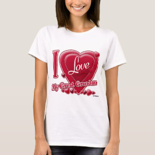 T-shirt Eu amo minha avó Excelente vermelha - coração