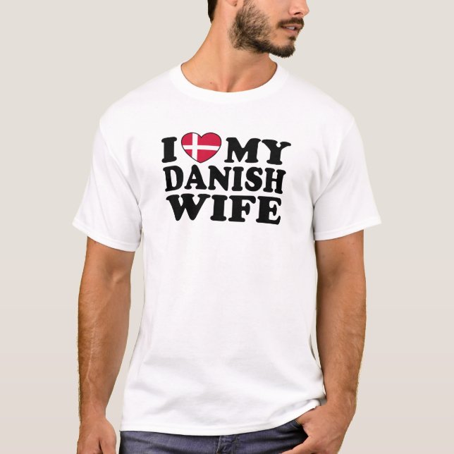 T-shirt Eu Amo Minha Esposa Dinamarquesa (Frente)