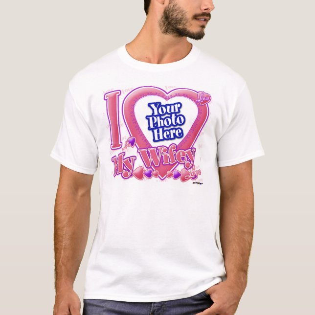 T-shirt Eu amo minha esposa rosa/púrpura - foto (Frente)