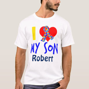 T-shirt Eu amo minha fita da consciência do autismo do