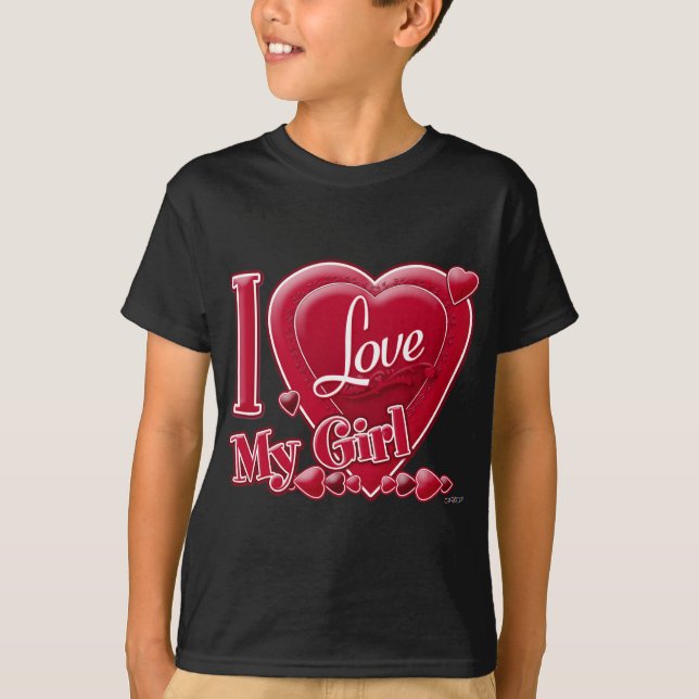 T-shirt Eu amo minha garota vermelha (Frente)