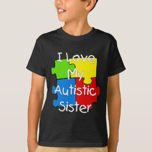T-shirt eu amo minha irmã autista (camisetas escuras)