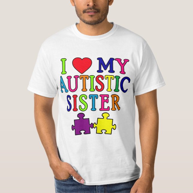 T-shirt Eu amo minha irmã autística (Frente)