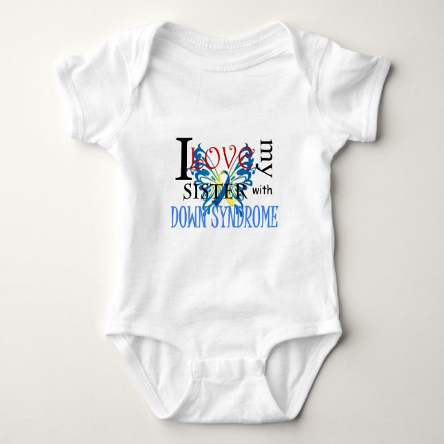 T-shirt Eu amo minha irmã com síndrome de Down (Frente)