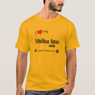 T-shirt Eu amo minha mistura de Shiba Inu (o cão