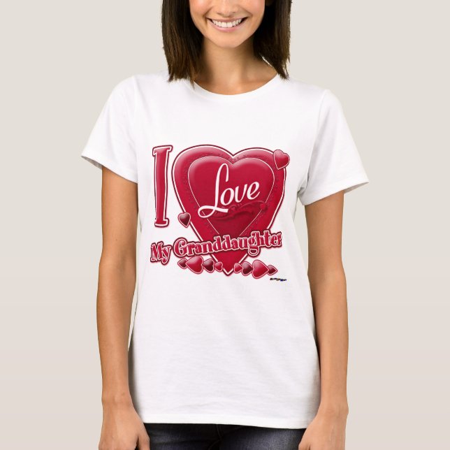 T-shirt Eu amo minha neta vermelha - coração (Frente)