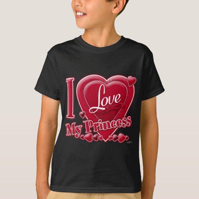 T-shirt Eu amo minha princesa vermelha (Frente)