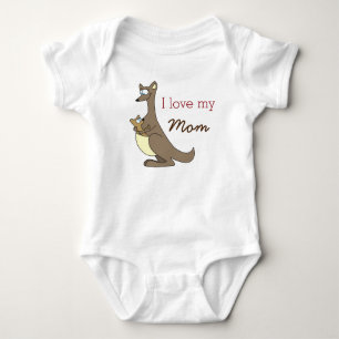 T-shirt Eu amo minha roupa bonito do bebê dos cangurus da