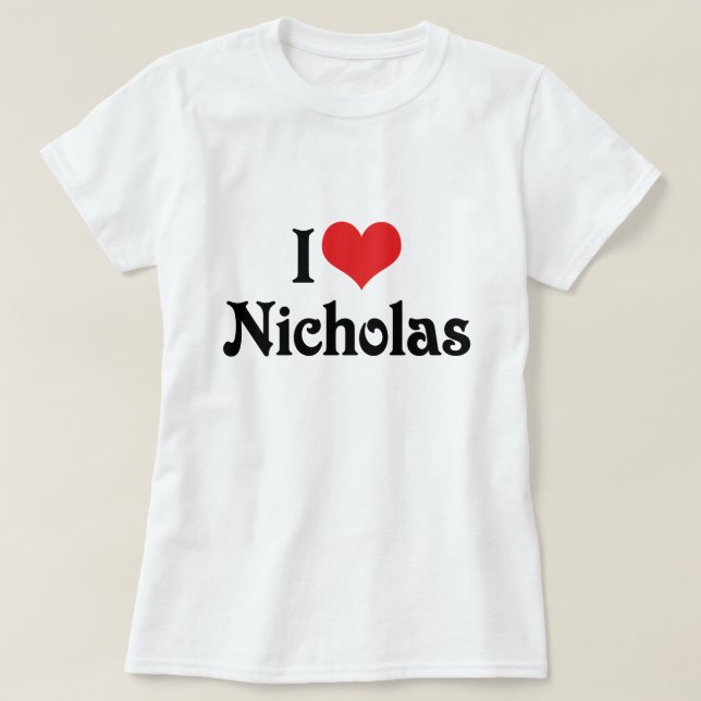 T-shirt Eu amo Nicholas (Frente do Design)