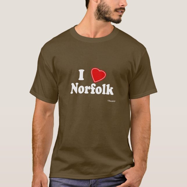 T-shirt Eu amo Norfolk (Frente)