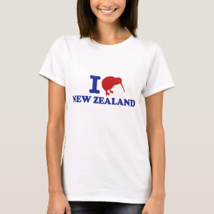 T-shirt Eu amo Nova Zelândia