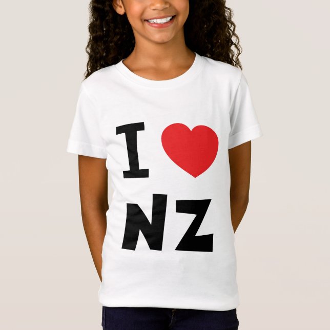 T-shirt Eu amo Nova Zelândia (Frente)