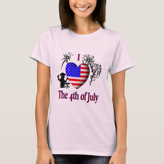 T-shirt Eu Amo o 4 de Julho (Frente)