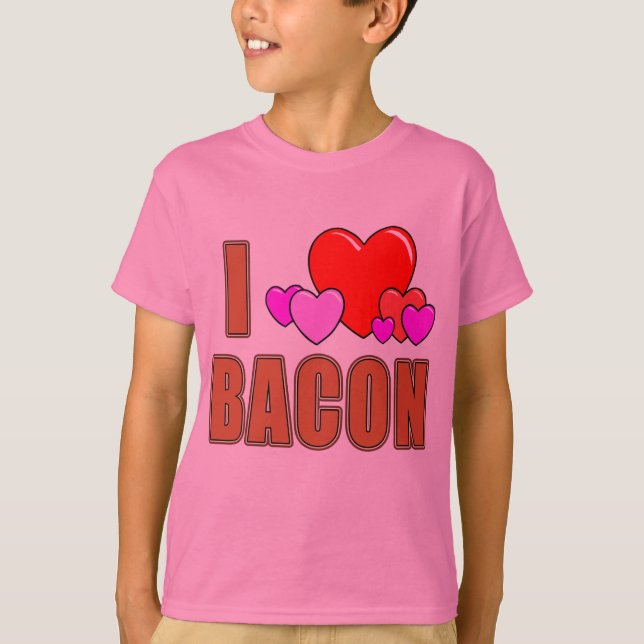 T-shirt Eu amo o bacon mim design do bacon do divertimento (Frente)