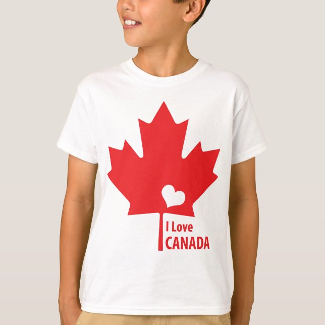 T-shirt Eu amo o Canadá Maple Leaf (Frente)