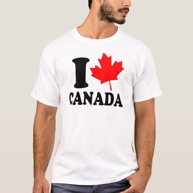 T-shirt Eu amo o coração Canadá (Frente)
