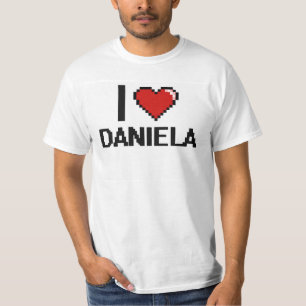 T-shirt Eu amo o design retro de Daniela Digital