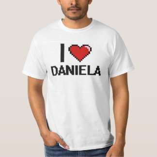 T-shirt Eu amo o design retro de Daniela Digital