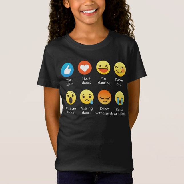 T-shirt Eu amo o Emoticon social da DANÇA (emoji) - pia (Frente)