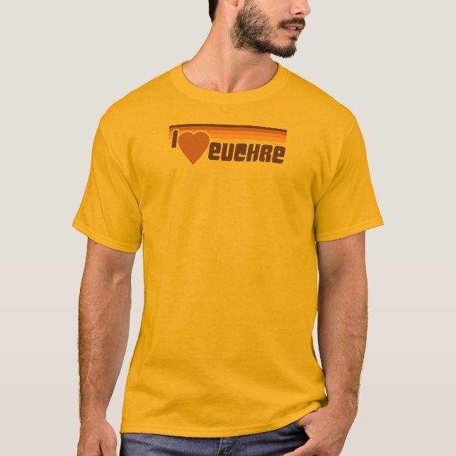 T-shirt Eu amo o Euchre 70s retro (Frente)