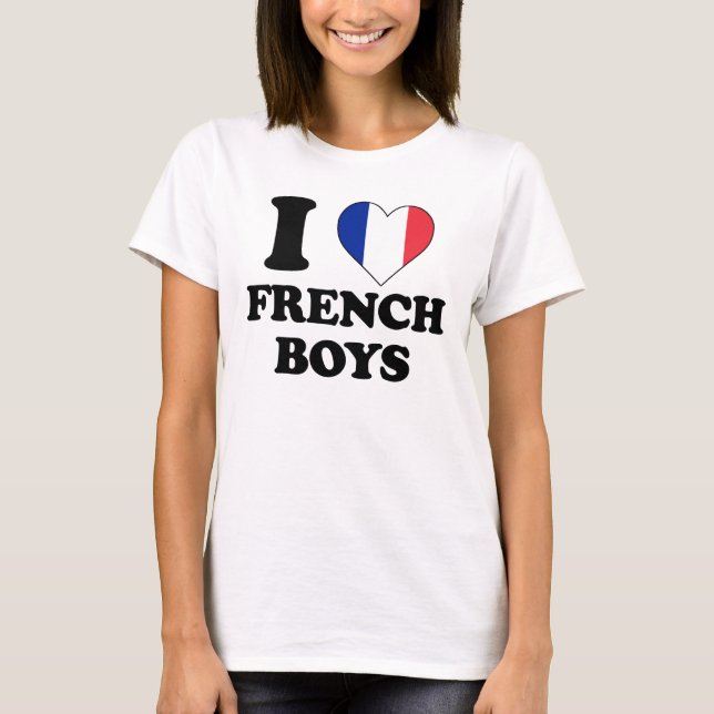 T-shirt Eu amo o French Boys (Frente)