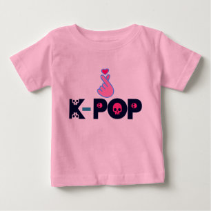 T-shirt ♥ Eu Amo o KPop Coreano-Estilo Adorável Dedo Cardí