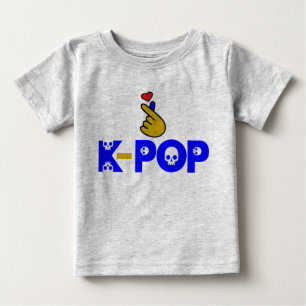 T-shirt ♥ Eu Amo o KPop Coreano-Estilo Adorável Dedo Cardí