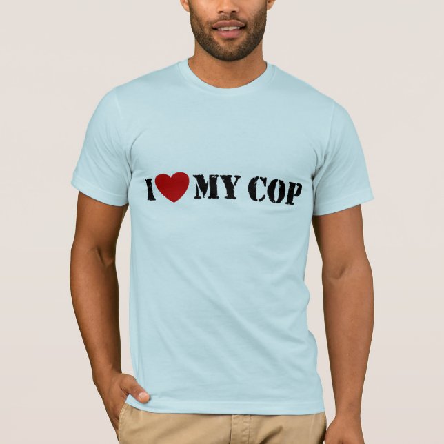T-shirt Eu Amo O Meu Policial (Frente)
