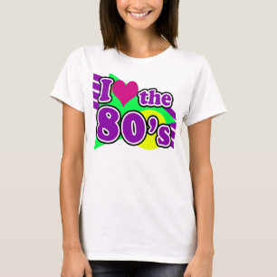 T-shirt Eu amo o partido de néon geométrico dos anos 80 