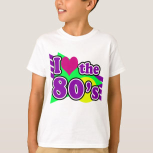 T-shirt Eu amo o partido de néon geométrico dos anos 80 
