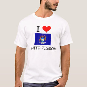 T-shirt Eu amo o pombo branco Michigan