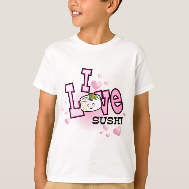 T-shirt Eu amo o sushi (Frente)