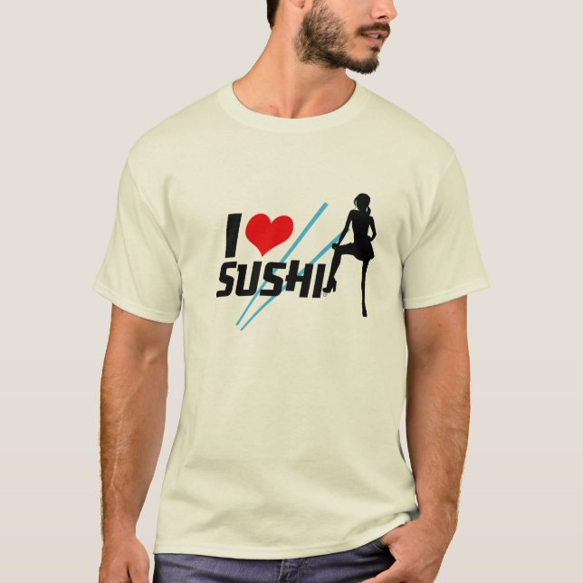 T-shirt Eu amo o sushi (Frente)