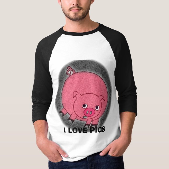 T-SHIRT EU AMO OS PORCOS (OS PORCOS EM AMBOS OS LADOS) (Frente)