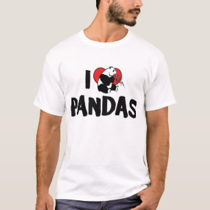 T-shirt Eu Amo Pandas Coração - Amante de Panda