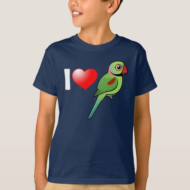 T-shirt Eu amo Parakeets do Alexandrine (Frente)