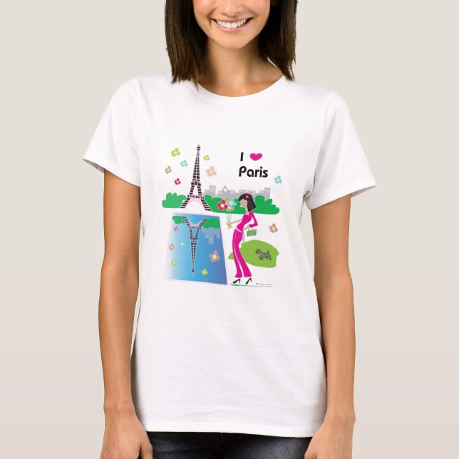 T-shirt Eu amo Paris, France (Frente)