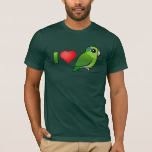 T-shirt Eu amo Parrotlets pacífico (o verde)
