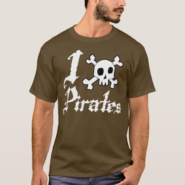 T-shirt Eu amo piratas (Frente)