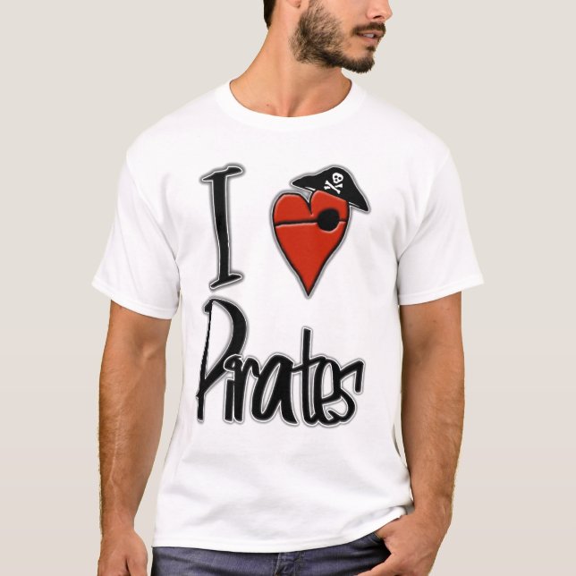 T-shirt Eu amo piratas (Frente)