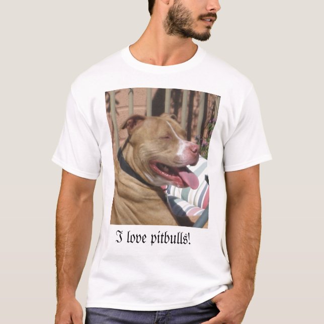 T-shirt Eu amo pitbulls! (Frente)