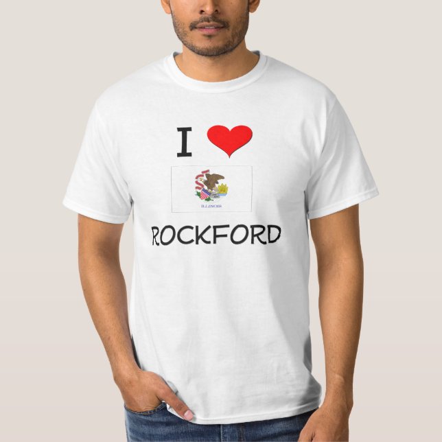 T-shirt Eu amo ROCKFORD Illinois (Frente)