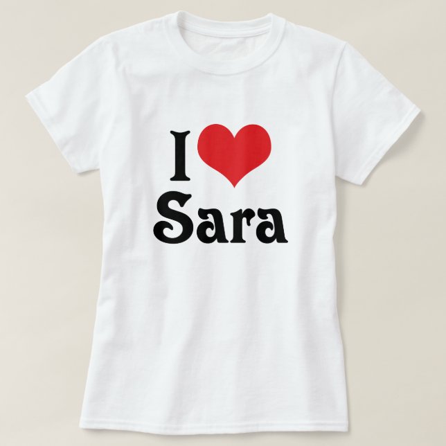 T-shirt Eu Amo Sara (Frente do Design)