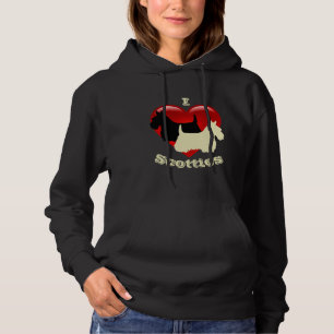 T-shirt Eu amo Scottish Terriers, preto e trigo