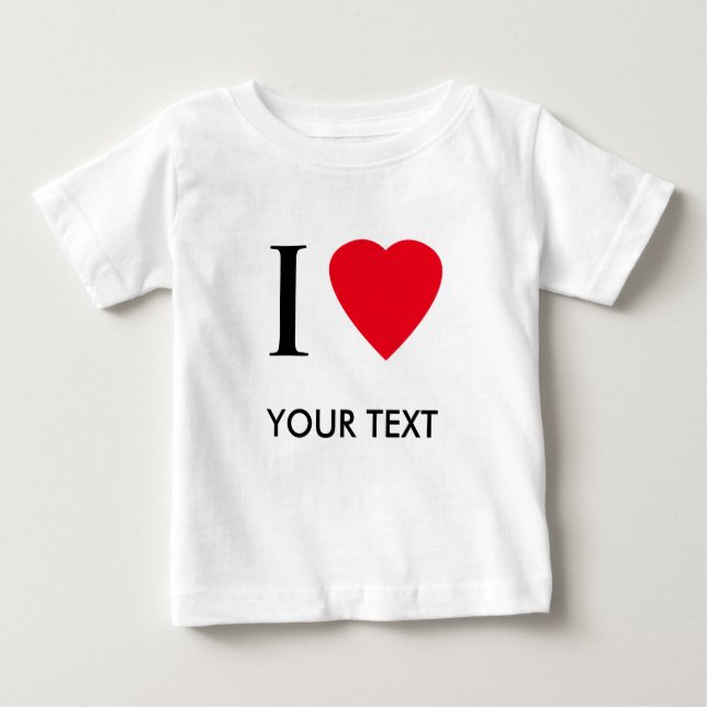 T-shirt Eu amo (seu texto) o roupa personalizado (Frente)