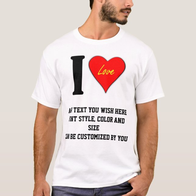 T-SHIRT EU AMO (SUAS PALAVRAS PERSONALIZADAS AQUI) (Frente)