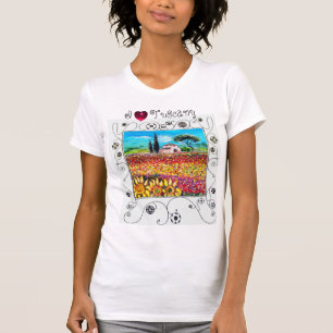 T-SHIRT EU AMO TUSCÂNCIA, FLORES E CAMPOS DE PAPEL