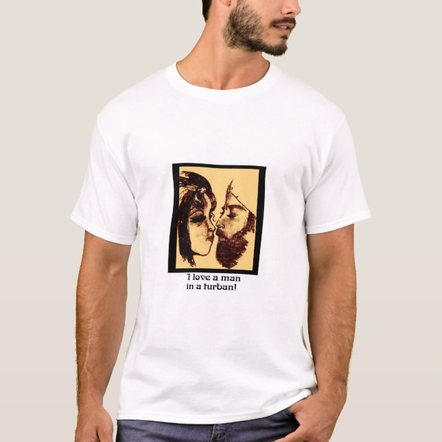 T-shirt Eu amo um homem em um turbante (Frente)